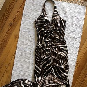 Morgan & Co. long, animal print, halter dress!